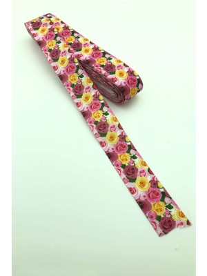 Hayalperest Boncuk Sarı Pembe Çiçek Desen Grogren Kurdele 10 mt