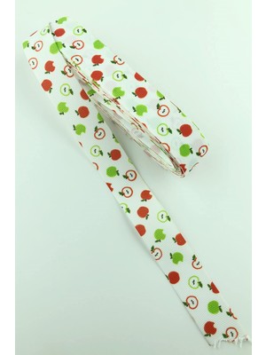 Hayalperest Boncuk Elma Meyve Baskılı Grogren Kurdele 10 mt