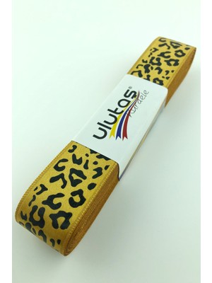 Ulutaş Koyu Hardal Dana Desen Baskılı Saten Kurdele 2,5 cm