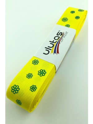 Sarı Papatya Baskılı Grogren Kurdele 2,5 cm