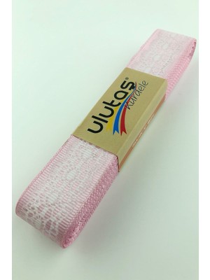 Ulutaş Pembe Dantel Baskılı Grogren Kurdele 2,5 cm