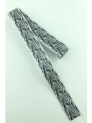 Hayalperest Boncuk Gri Zebra Deseni Baskılı Grogren Kurdele 10 mt