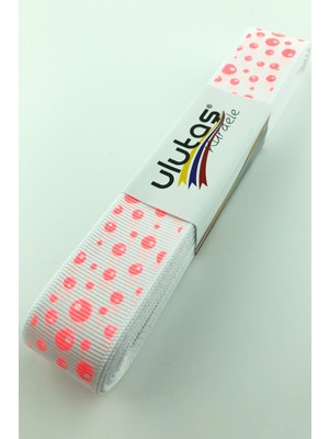 Ulutaş Neon Açık Turuncu Puanlı Baskı Grogren Kurdele 2,5 cm