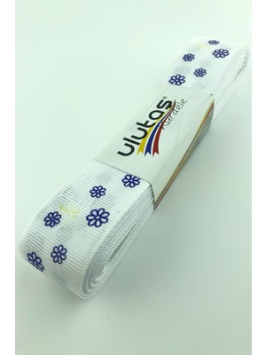 Beyaz Mor Papatya Baskılı Grogren Kurdele 2,5 cm