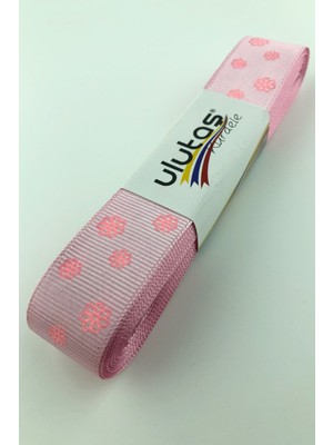 Ulutaş Pembe Papatya Baskılı Grogren Kurdele 2,5 cm