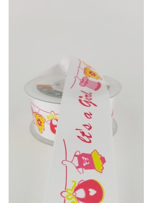 Ulutaş It's A Girl Desenli Saten Kurdele 4 cm 20 mt