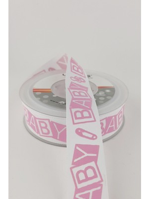 Ulutaş Pembe Baby Baskılı Grogren Kurdele 2,50 cm 20 mt