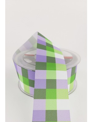 Lila Kare Desenli Grogren Kurdele 4 cm 20 mt