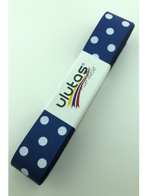 Ulutaş Lacivert Beyaz Puantiyeli Grogren Kurdele 2.5 cm