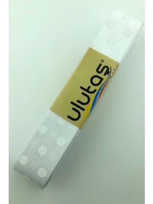 Ulutaş Beyaz Beyaz Puantiyeli Grogren Kurdele 2.5 cm