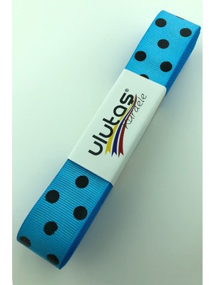 Ulutaş Turkuaz Siyah Puantiyeli Grogren Kurdele 2.5 cm