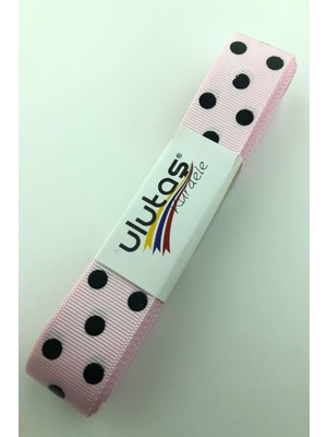 Ulutaş Pembe Siyah Puantiyeli Grogren Kurdele 2.5 cm