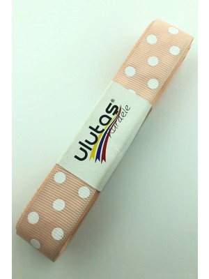 Ulutaş Açık Somon Beyaz Puantiyeli Grogren Kurdele 2.5 cm