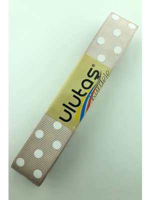 Ulutaş Açık Pudra Beyaz Puantiyeli Grogren Kurdele 2.5 cm