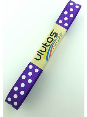 Ulutaş Mor Puantiyeli Grogren Kurdele 1.5 cm
