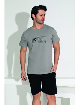 Erkek Şort Tshirt Pijama Takımı 25254 Gri