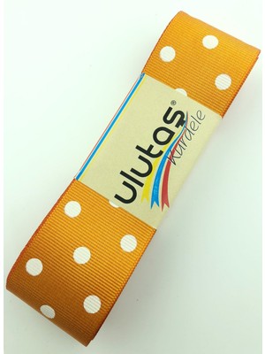 Ulutaş Turuncu Beyaz Puantiyeli Grogren Kurdele 4 cm