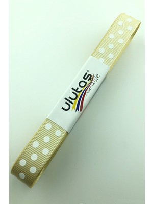 Ulutaş Bej Puantiyeli Grogren Kurdele 1.5 cm