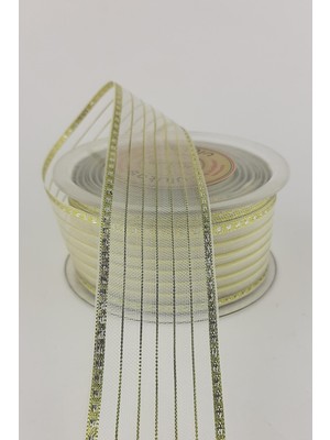 Ulutaş Gold Çizgili Fantezi Şifon Kurdele 25 mt