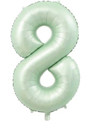 8 Rakam Retro Yeşil Folyo Balon 34 Inç 76  cm