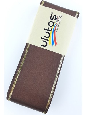 Ulutaş Kahve Gold Simli Saten Kurdele 6 cm 10 mt
