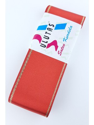 Ulutaş Kırmızı Gold Simli Saten Kurdele 6 cm 10 mt