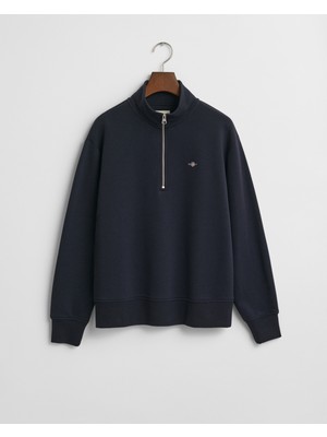 Gant Kadın Lacivert Relaxed Fit Yarım Fermuarlı Sweatshirt 4200561.433