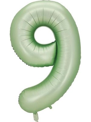 9 Rakam Retro Yeşil Folyo Balon 34 Inç 76  cm