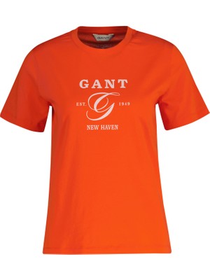 Gant Kadın Turuncu Regular Fit Bisiklet Yaka Logolu T-Shirt 4200563.651