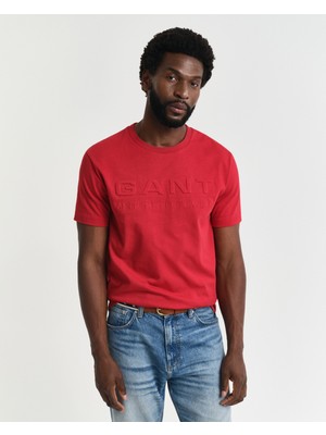 Gant Erkek Kırmızı Regular Fit Bisiklet Yaka Logolu T-Shirt 2003339.630