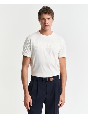 Gant Erkek Krem Regular Fit Bisiklet Yaka Logolu T-Shirt 2003339.130