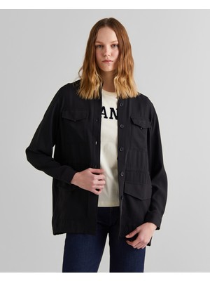 Gant Kadın Siyah Regular Fit Logolu Gömlek 43824311T.5