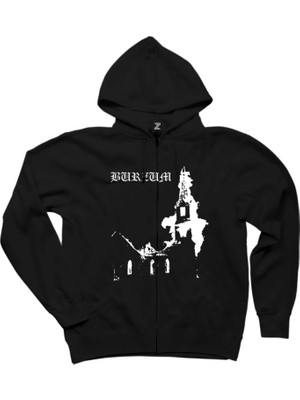Burzum Burn Church Siyah Fermuarlı Kapşonlu Sweatshirt