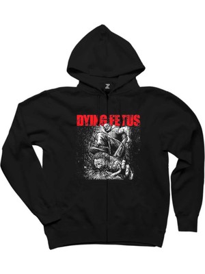 Dying Fetus Descend Into Depravity Siyah Fermuarlı Kapşonlu Sweatshirt