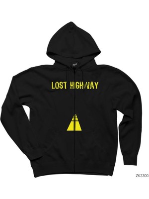 Lost Highway Siyah Fermuarlı Kapşonlu Sweatshirt