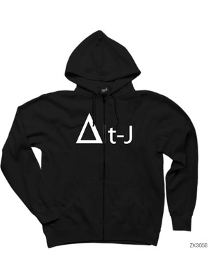 Alt J Siyah Fermuarlı Kapşonlu Sweatshirt