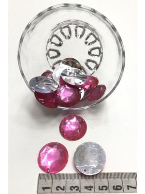 Hayalperest Boncuk Pembe Yuvarlak Plastik Dikme Taş 10 Adet