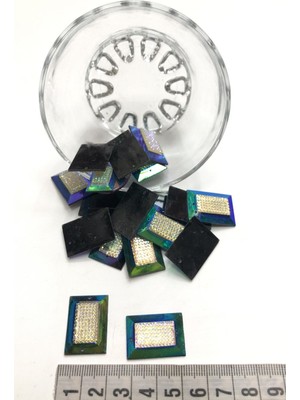 Hayalperest Boncuk Lacivert Janjanlı Dikdörtgen Plastik Dikme Taş 20 Adet