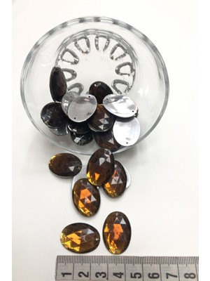 Hayalperest Boncuk Kahve Oval Plastik Dikme Taş 10 Adet