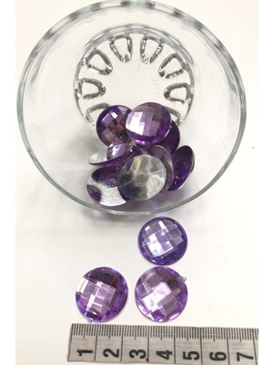 Hayalperest Boncuk Lila Yuvarlak Plastik Dikme Taş 10 Adet