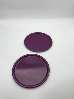 2'li Metal Mor Tek Kişilik Dekoratif Çay, Kahve ve Pasta Servisi Sunum Tepsisi 23 cm