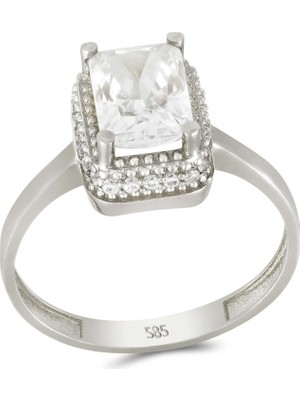 T51 Tuğrul Altın Altın Baget Taşlı Tektaş Yüzük T063270