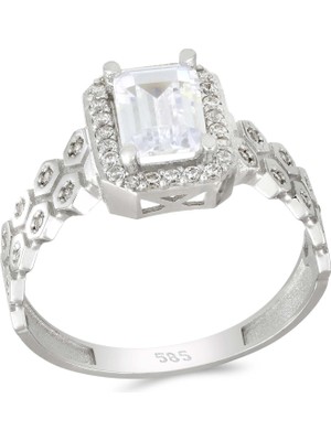 T51 Tuğrul Altın Altın Baget Taşlı Tektaş Yüzük T062660