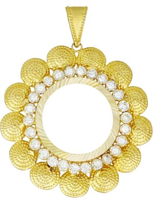 T51 Tuğrul Altın Yarım Altın Çerçeve Kolye Ucu T072815