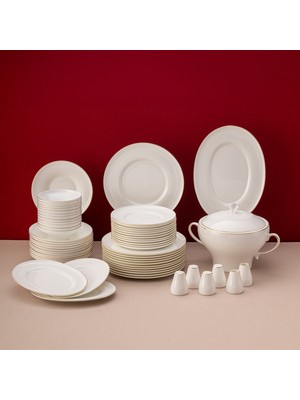 Emsan Alicia Fine Bone 60 Parça 12 Kişilik Yemek Takımı Yuvarlak Gold