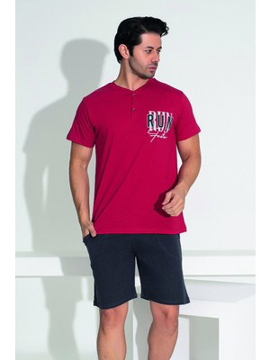 Erkek Şort Tshirt Pijama Takımı 25256 Kırmızı