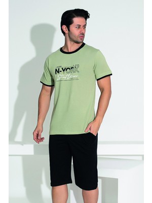 Erkek Şort Tshirt Pijama Takımı 25258 Haki