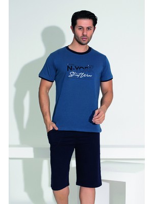 Erkek Şort Tshirt Pijama Takımı 25258 Lacivert
