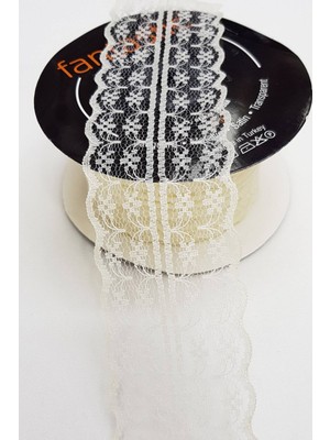 Hayalperest Boncuk Çift Taraflı Dantel 5 cm Krem Renkli Boncuklu Malzeme ile Şık Tasarım
