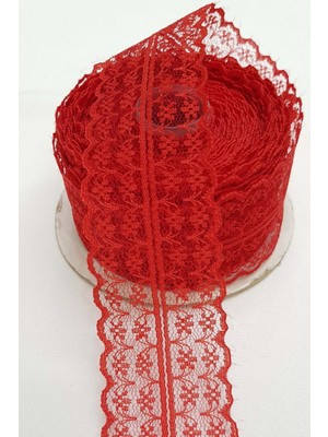 Hayalperest Boncuk Kırmızı Çift Taraflı Dantel 5 cm